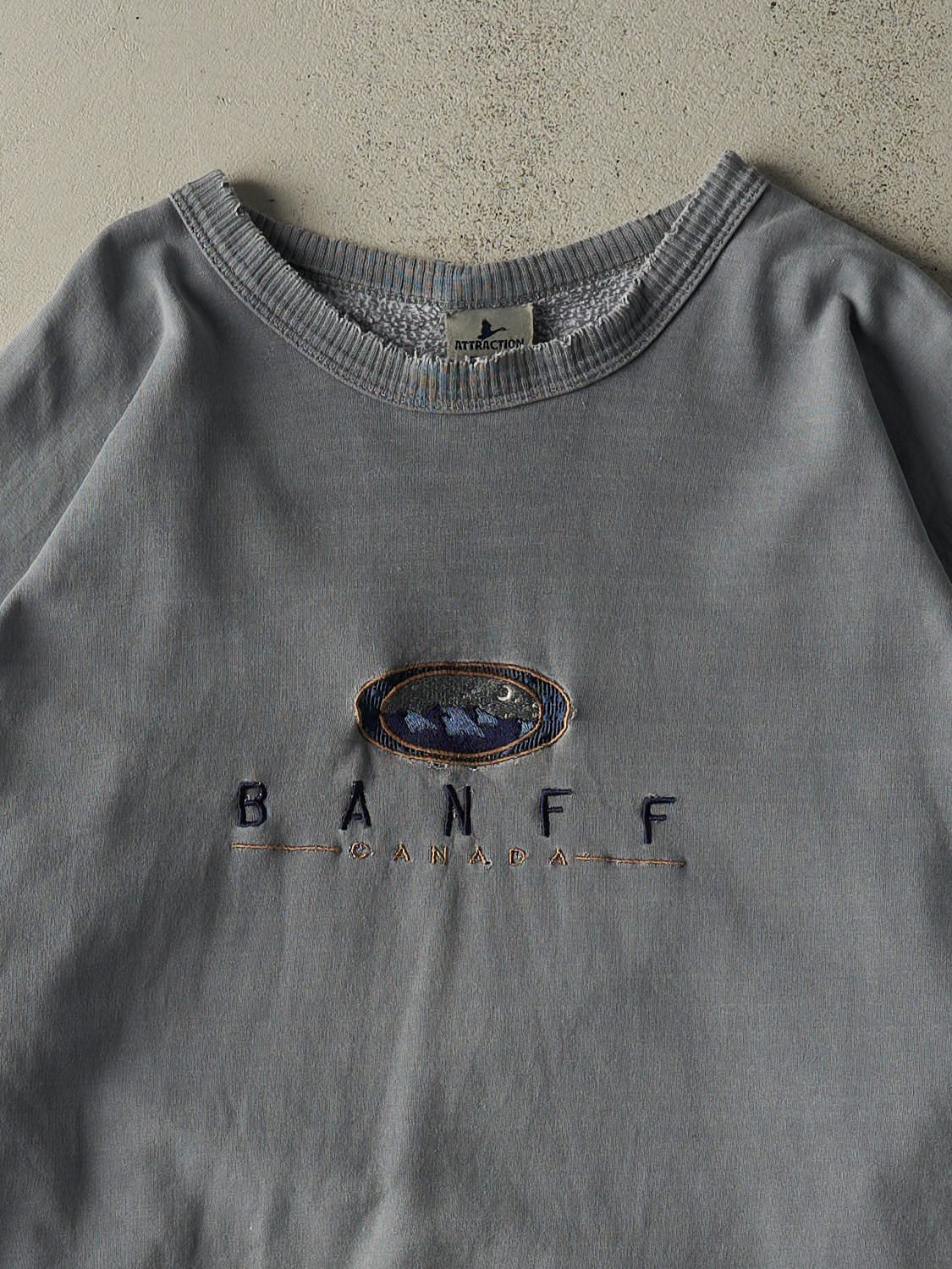Vintage 90s Washed Blue Banff Embroidered Crewneck (XXL/XXL)