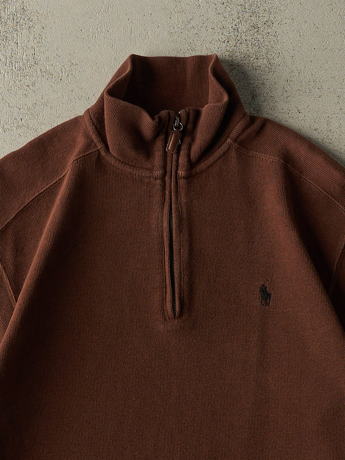 Vintage 90s Brown Polo Ralph Lauren Embroidered Quarter Zip Knit (S)