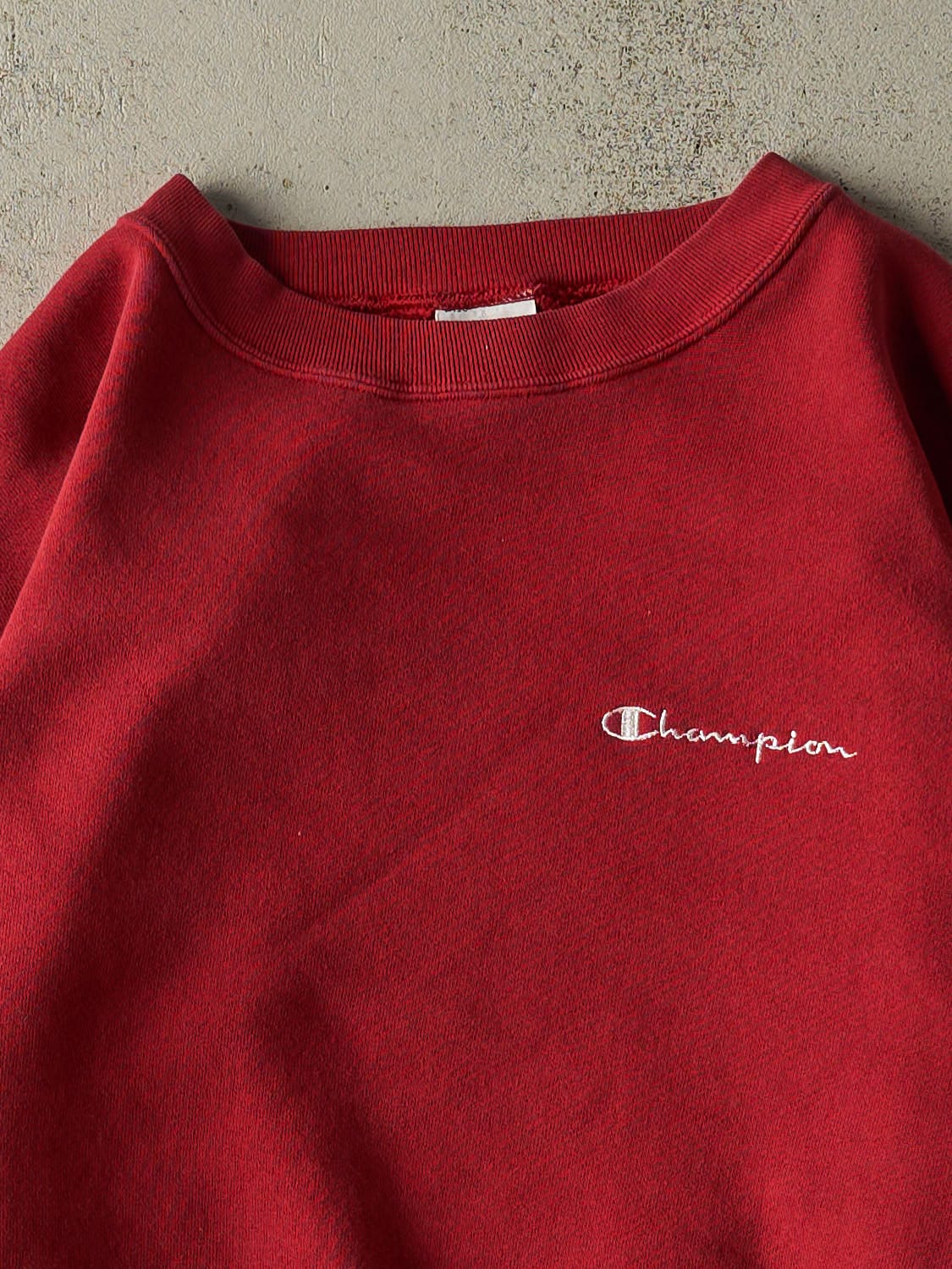 Vintage 90s Red Champion Embroidered Crewneck (L/XL)
