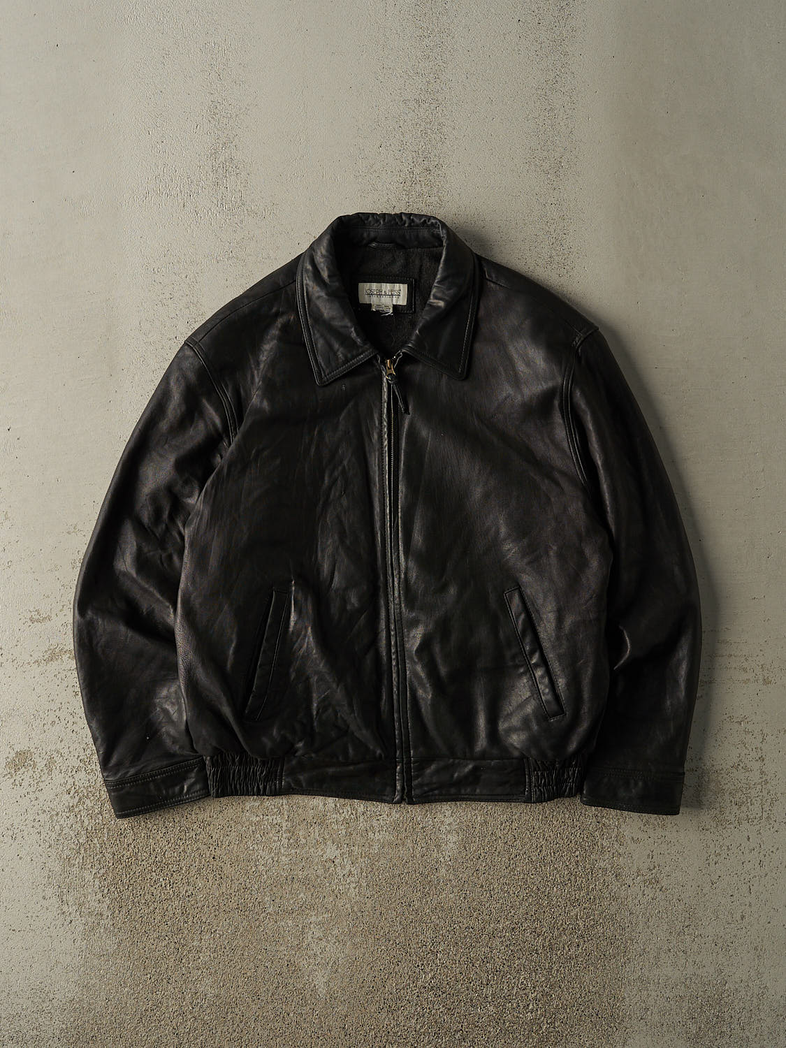 Vintage 90s Black Lambskin Leather Bomber Jacket (M/L)