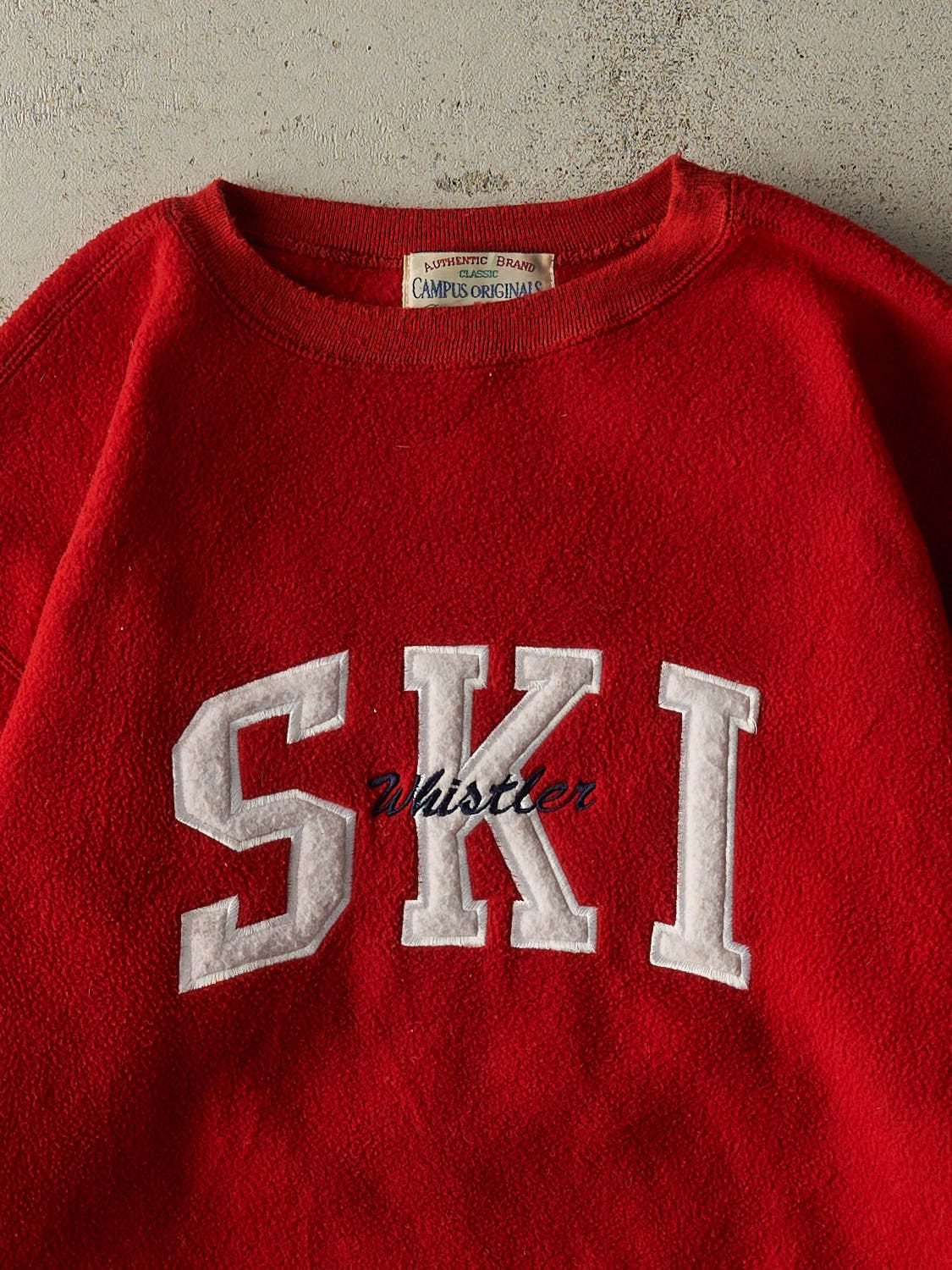 Vintage Y2K Red Whistler Ski Embroidered Fleece (M)