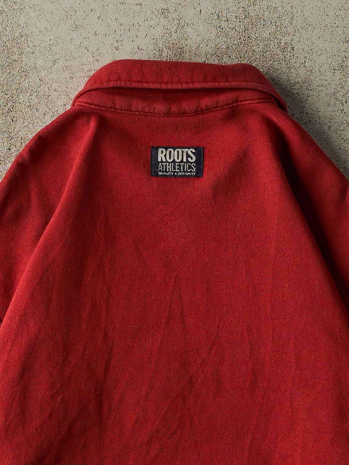 Vintage Y2K Burgundy Roots Embroidered Quarter Zip (M/L)