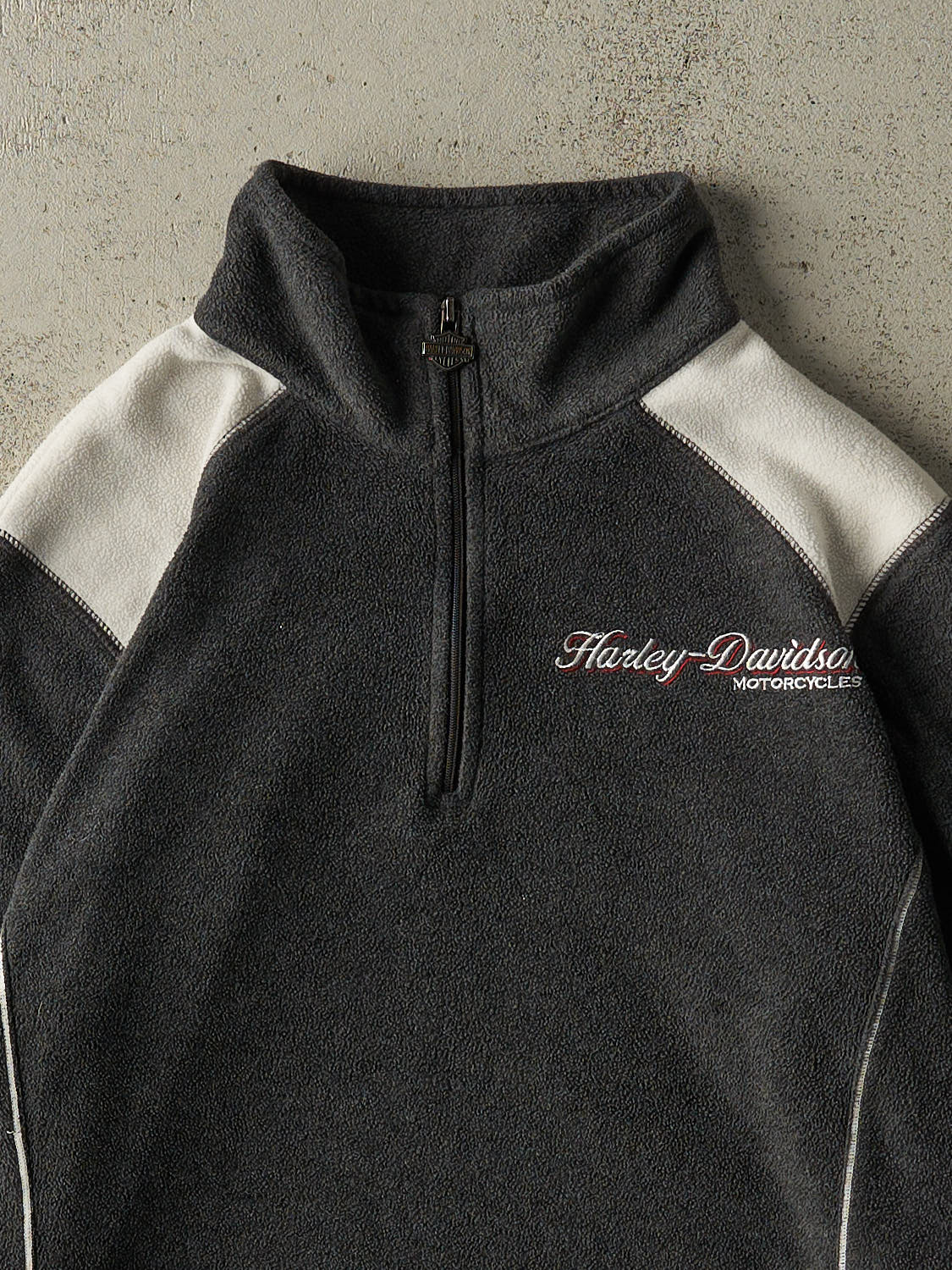 Vintage Y2K Charcoal Grey Harley Davidson Kitchener Quarter Zip Fleece (S/M)