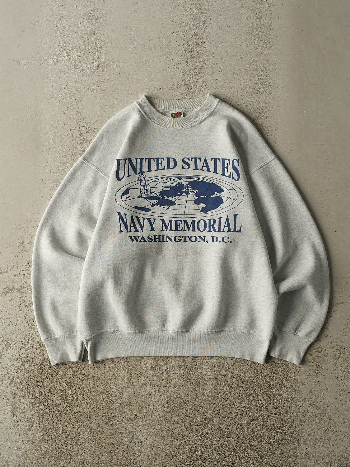 Vintage 90s Heather Grey United States Navy Memorial Crewneck (M)