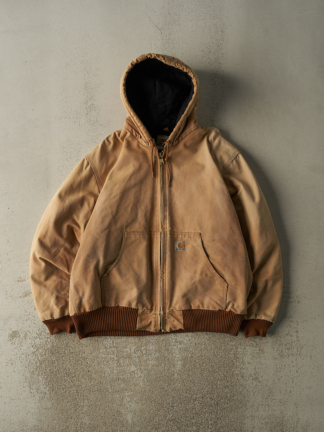 Vintage 90s Beige Carhartt Hooded Active Jacket (L/XL)