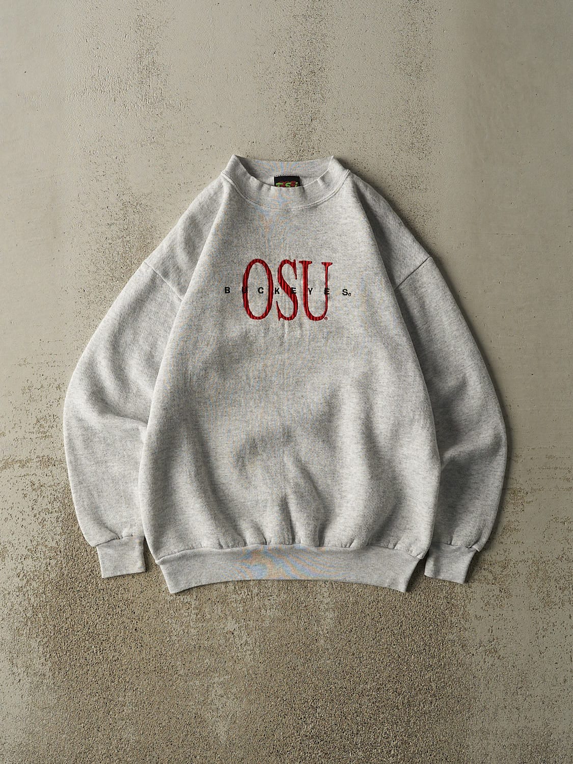 Vintage 80s Heather Grey Ohio State University Buckeyes Embroidered Crewneck (S)