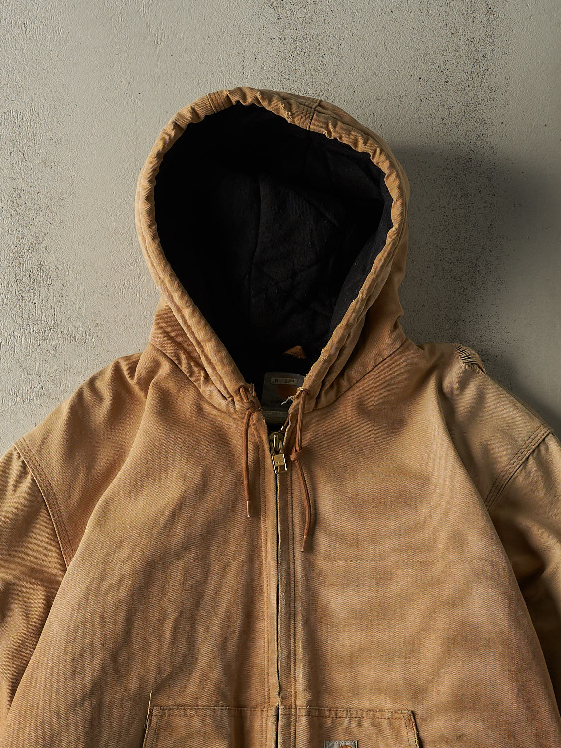 Vintage 90s Beige Carhartt Hooded Active Jacket (L/XL)