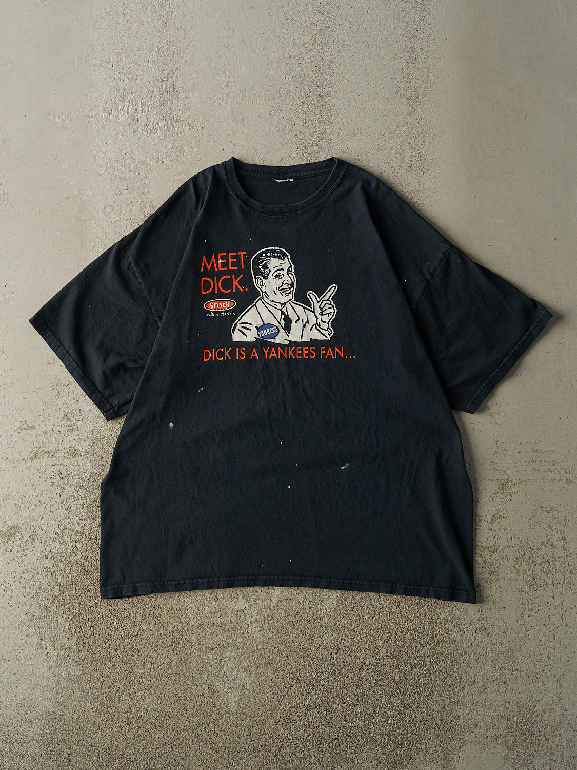 Vintage Y2K Faded Black "Don't Be A Dick" Slogan Tee (XL/XXL)