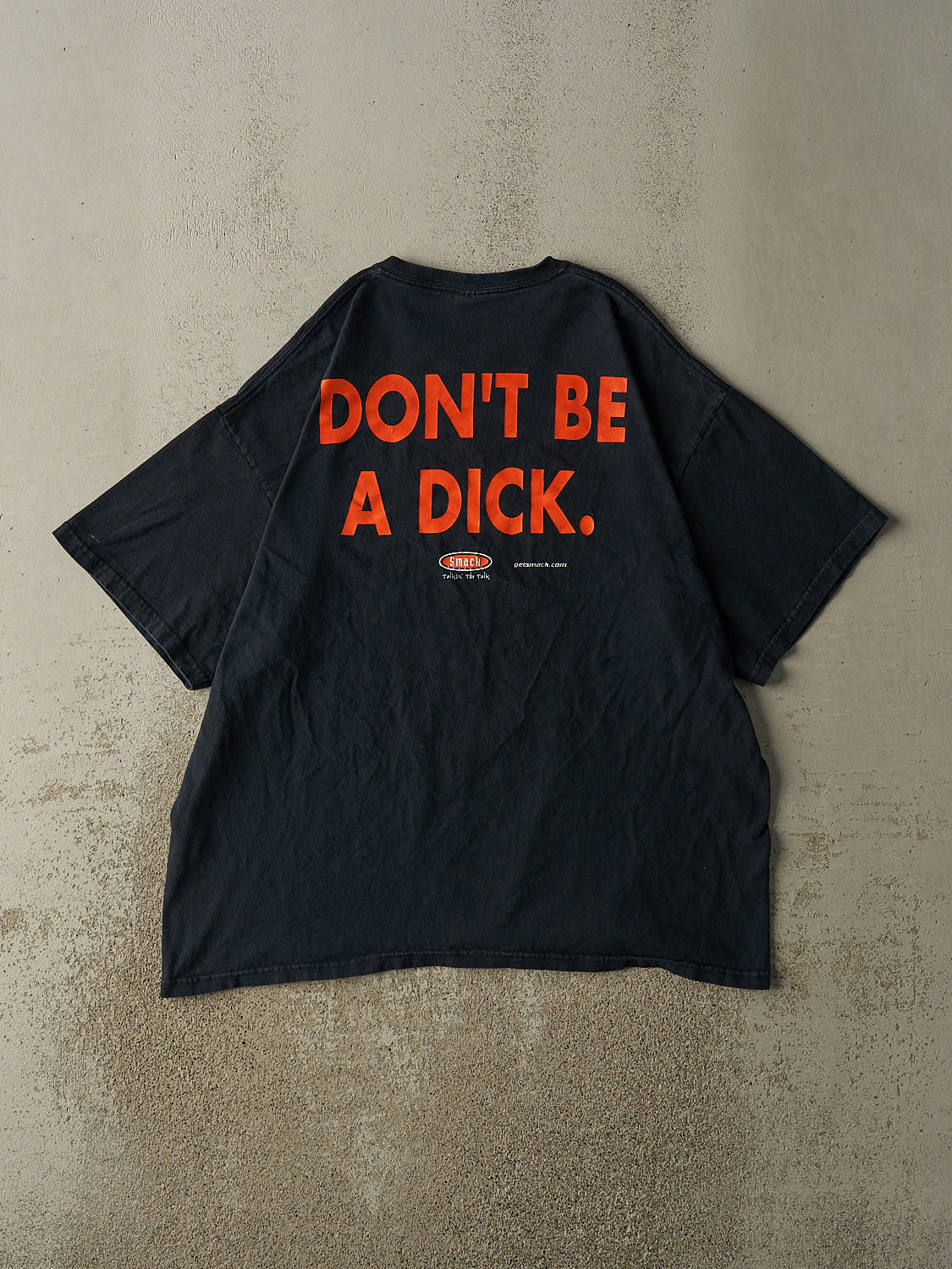Vintage Y2K Faded Black "Don't Be A Dick" Slogan Tee (XL/XXL)
