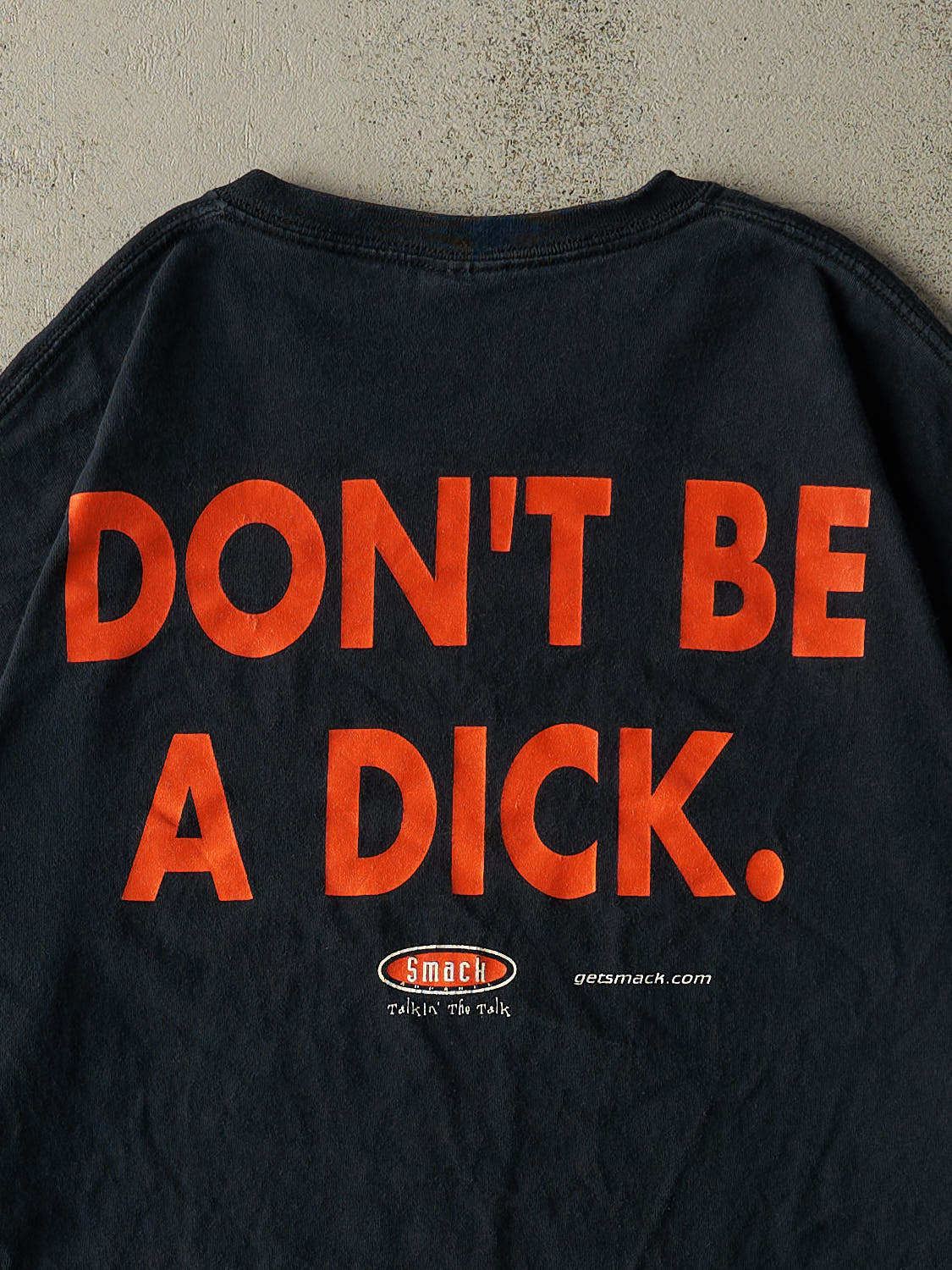 Vintage Y2K Faded Black "Don't Be A Dick" Slogan Tee (XL/XXL)