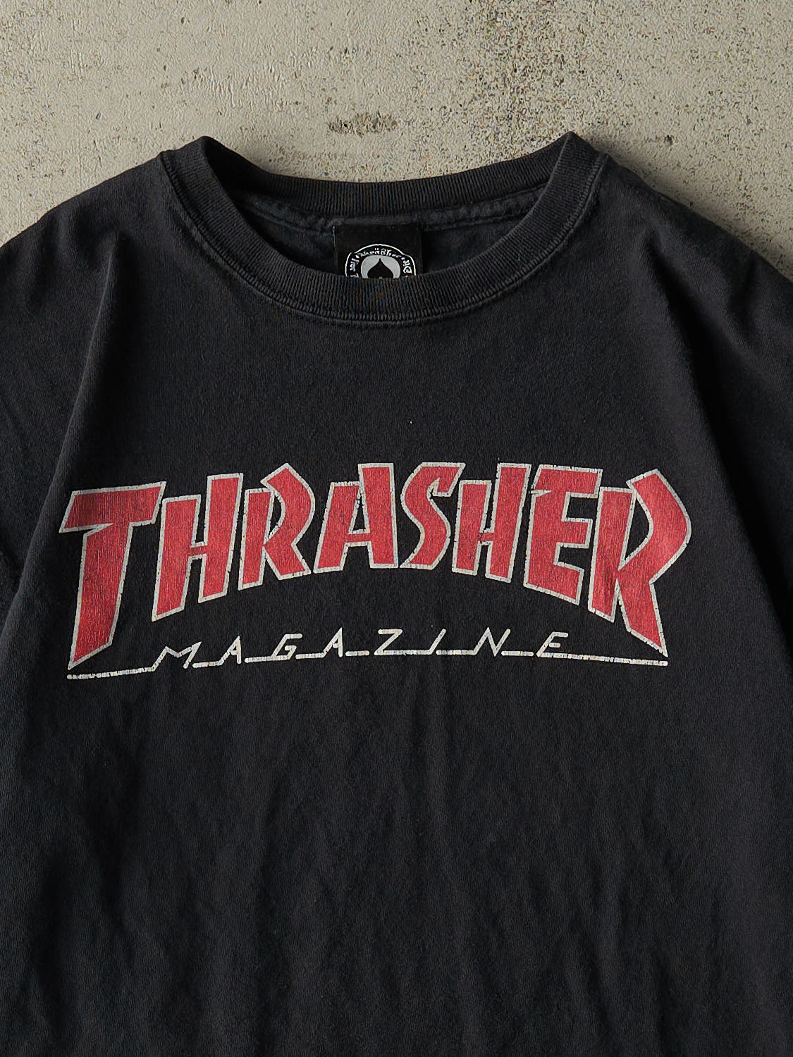 Vintage Y2K Black Thrasher Tee (S/M)