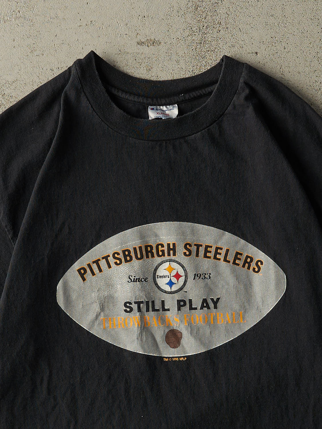 Vintage 96' Black Champion Pittsburgh Steelers Tee (L/XL)