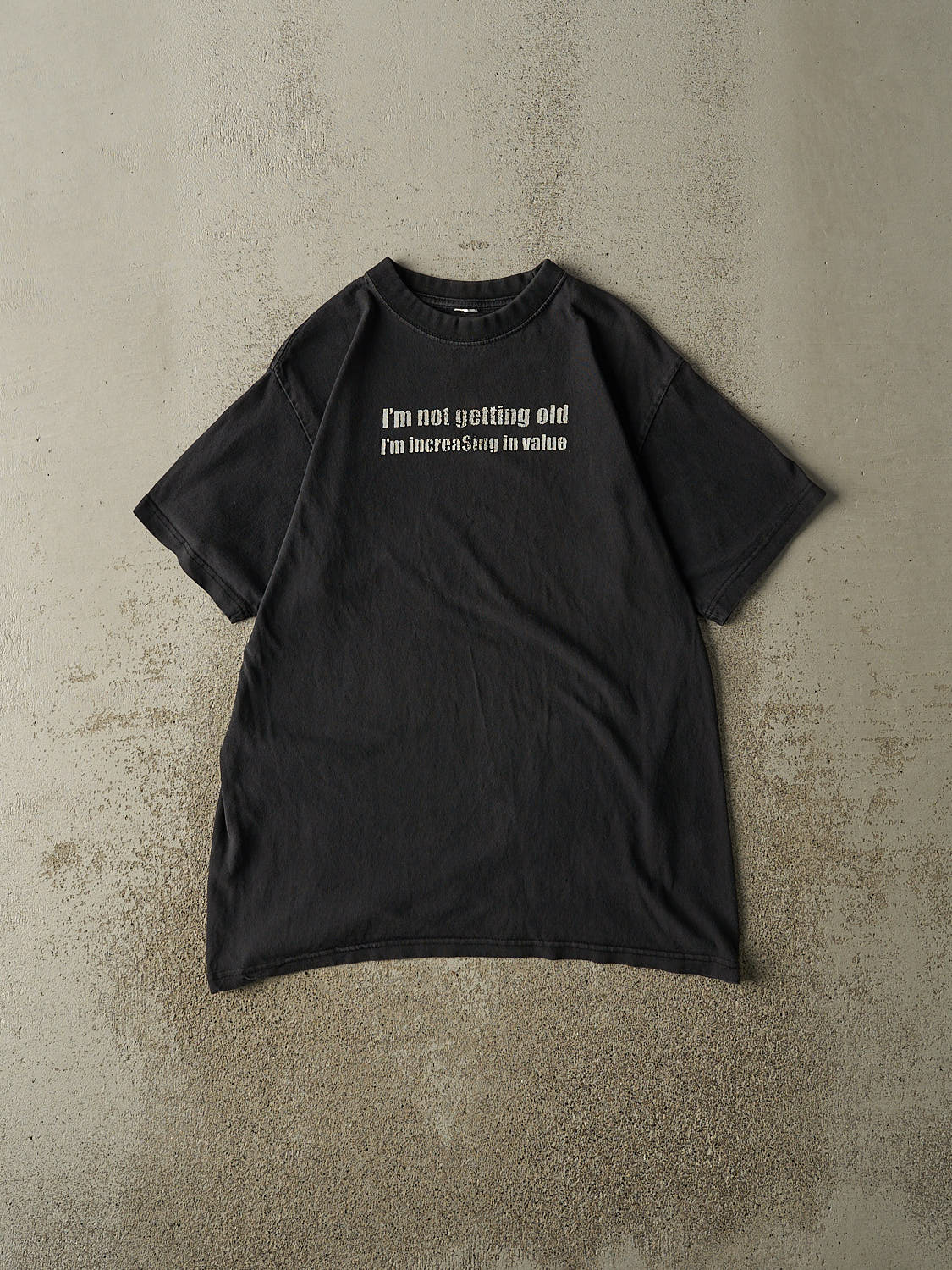 Vintage 90s Faded Black "I'm Not Getting Old" Slogan Tee (M/L)