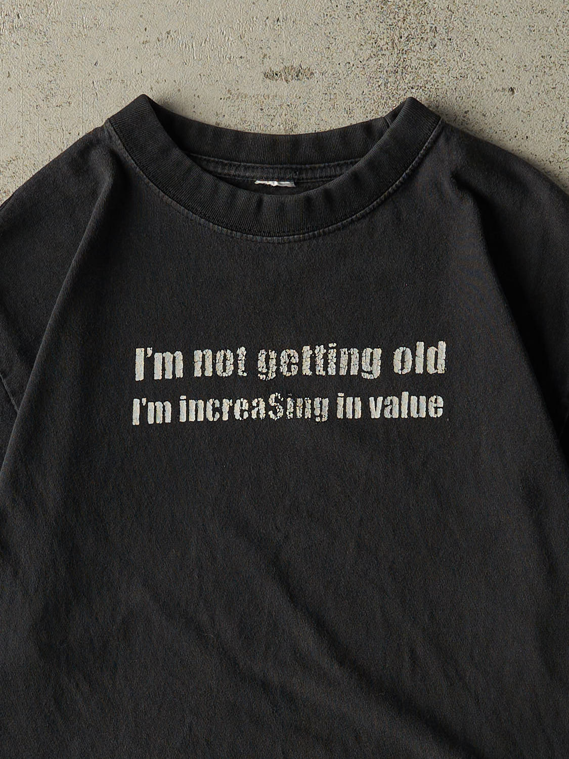 Vintage 90s Faded Black "I'm Not Getting Old" Slogan Tee (M/L)