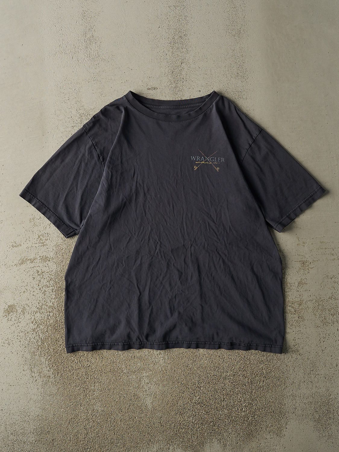 Vintage Y2K Navy Blue Wrangler Fishing Tee (XL)