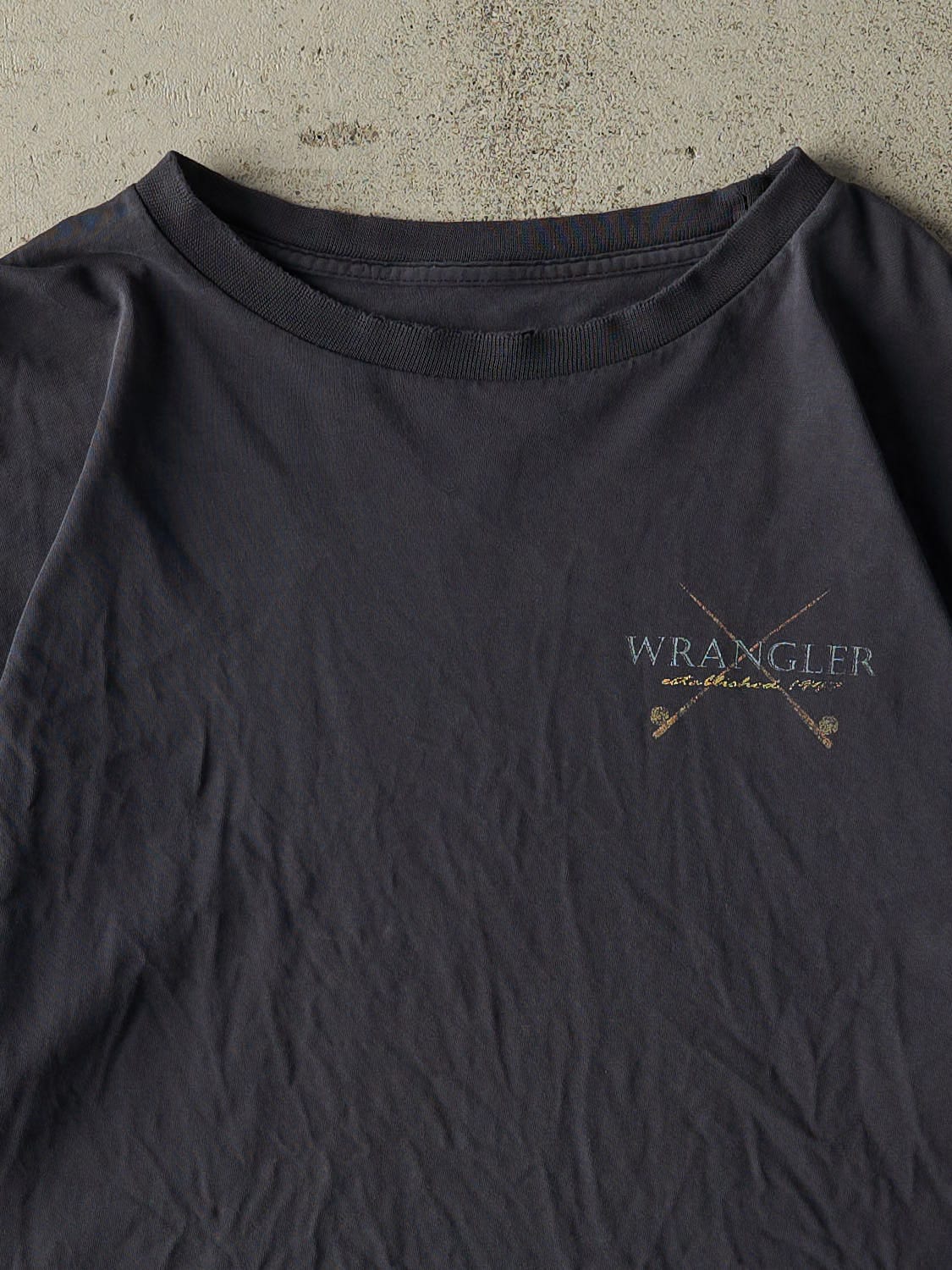 Vintage Y2K Navy Blue Wrangler Fishing Tee (XL)