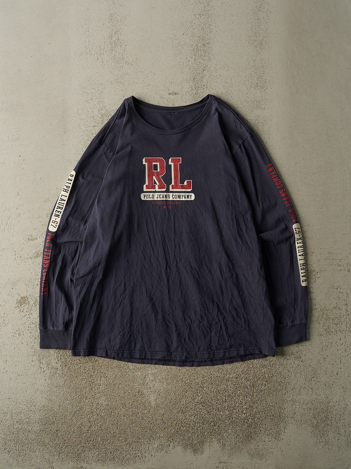 Vintage Y2K Navy Blue Polo Jeans Long Sleeve (XL/XXL)