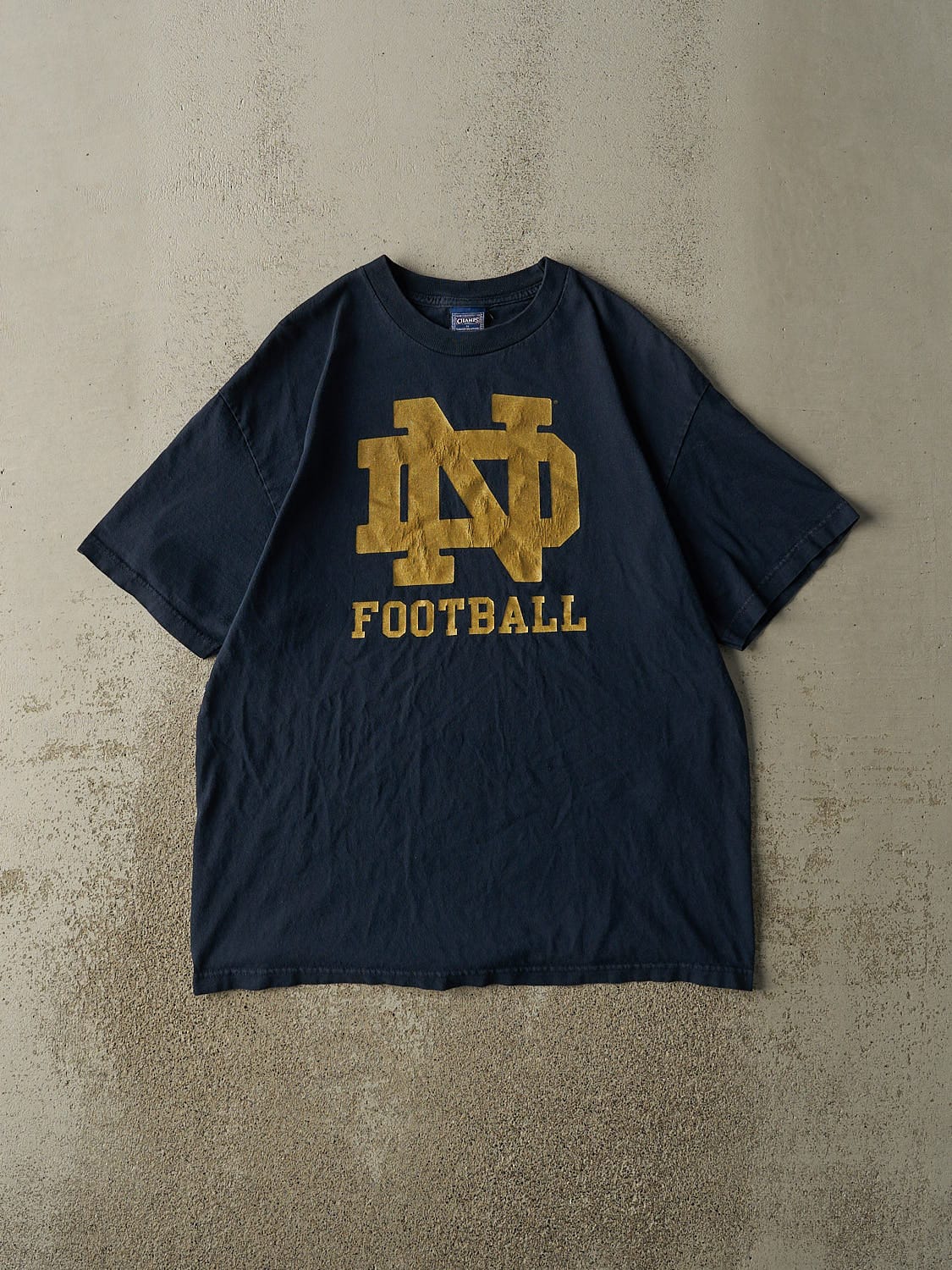 Vintage Y2K Navy Blue University of Notre Dame Football Tee (L/XL)