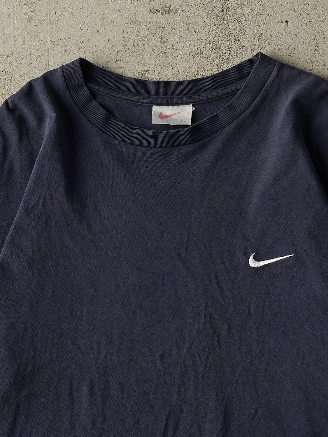 Vintage 90s Navy Blue Nike Embroidered Swoosh Tee (XL)