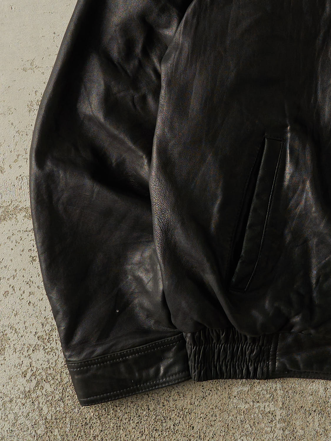 Vintage 90s Black Lambskin Leather Bomber Jacket (M/L)
