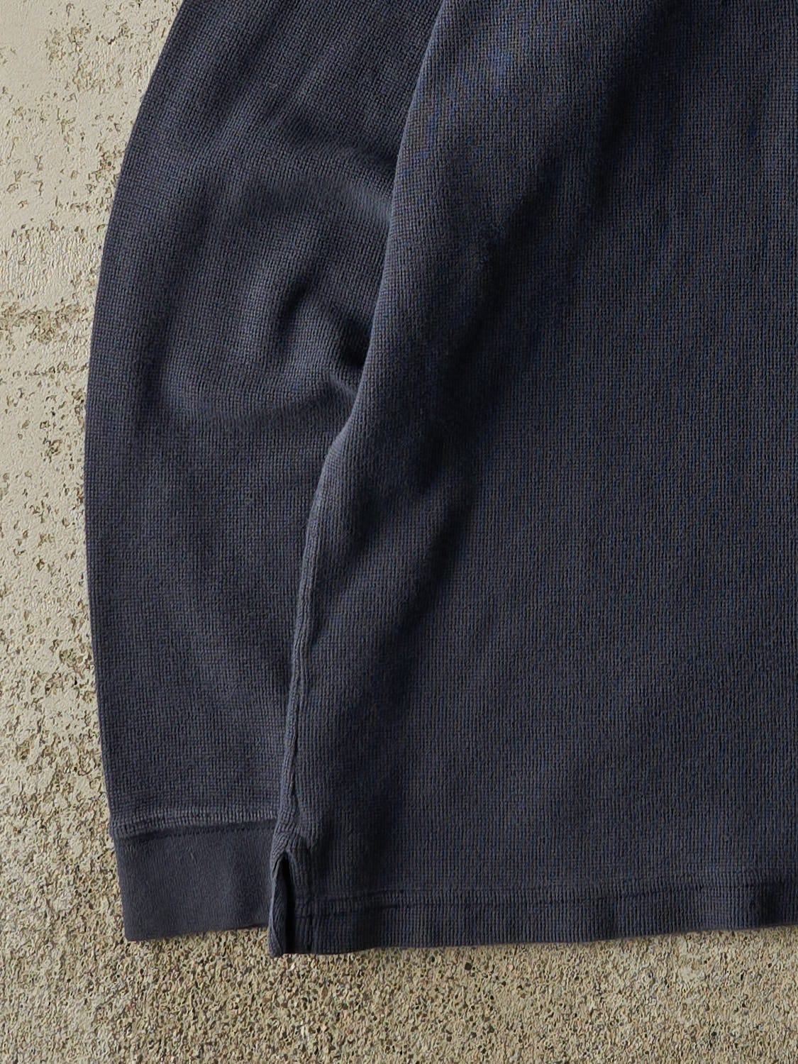 Vintage 90s Navy Blue Carhartt Thermal Quarter Button Long Sleeve (L/XL)