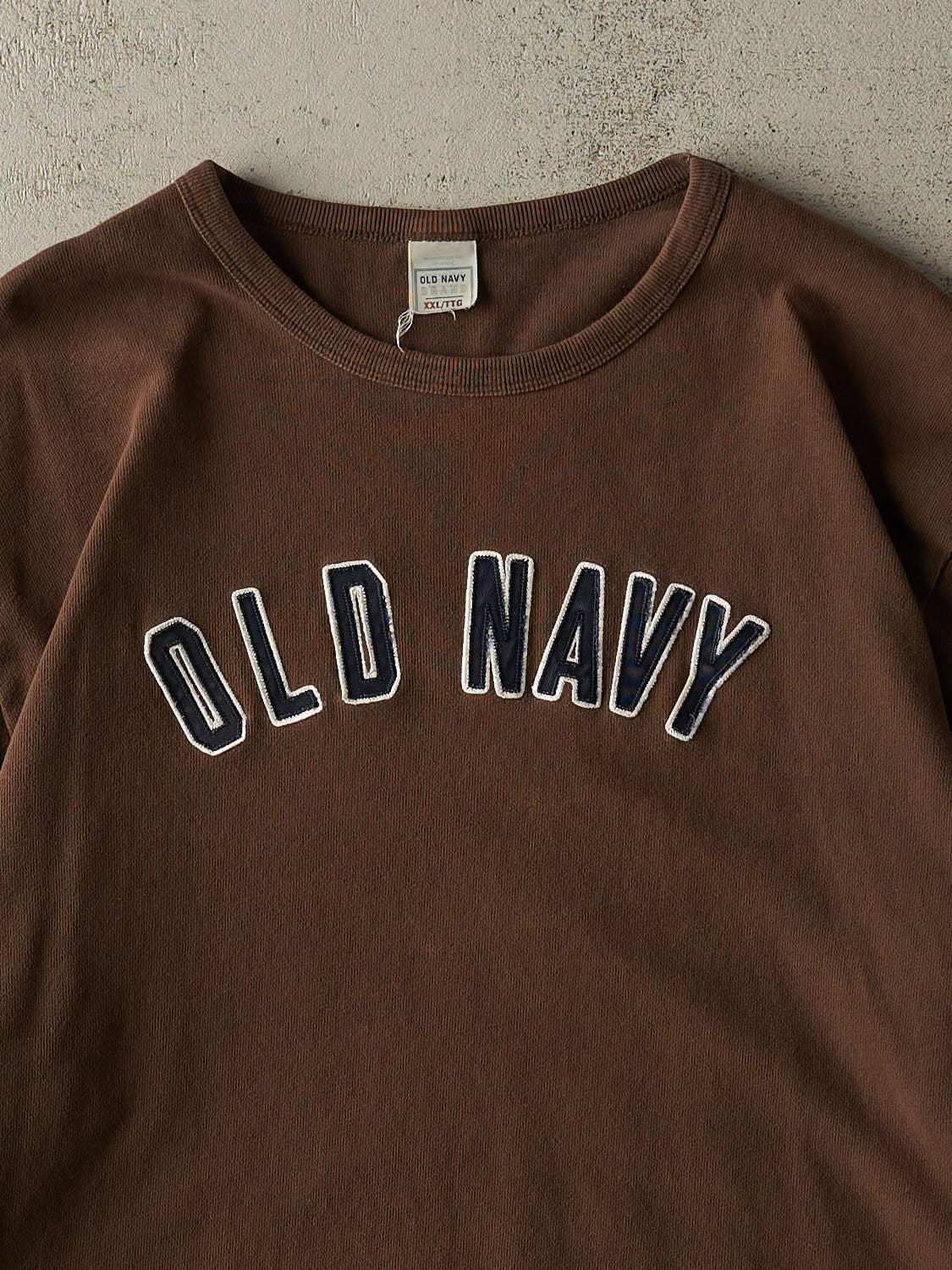 Vintage Y2K Brown Old Navy Embroidered Long Sleeve (XXL)