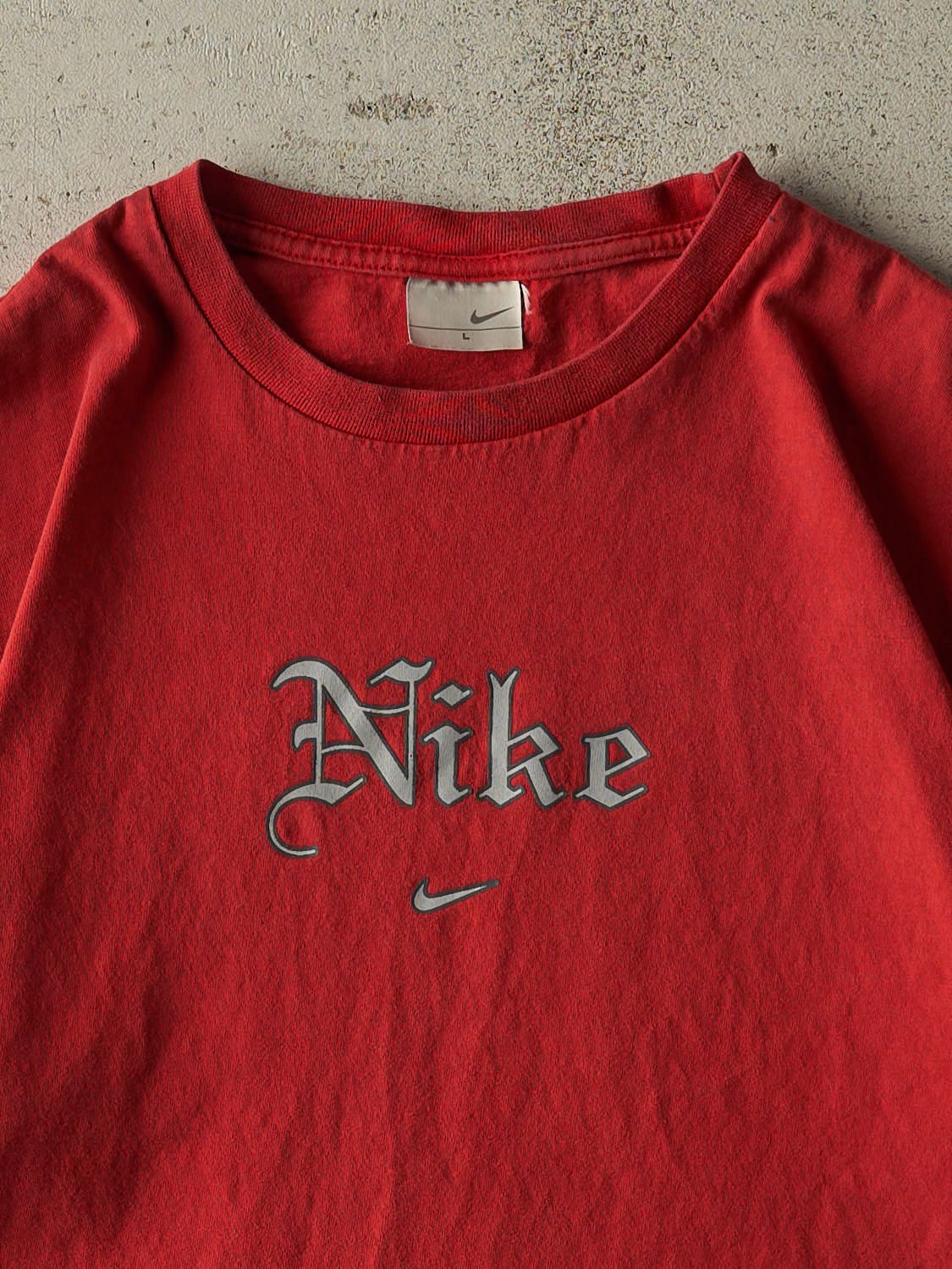 Vintage Y2K Red Nike Logo Tee (L)