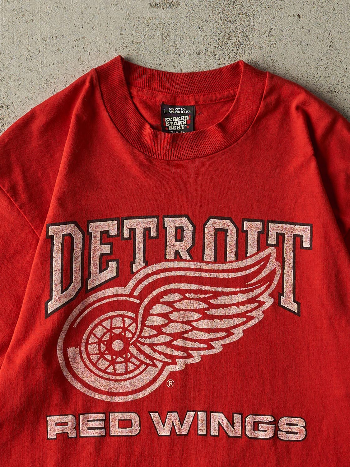 Vintage 90s Red Detroit Red Wings Single Stitch Tee (SM)