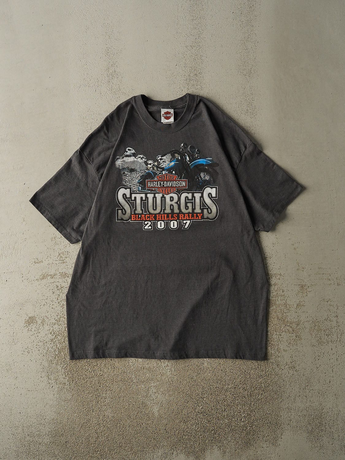 Vintage 07' Charcoal Grey Harley Davidson Sturgis Black Hills Rally Tee (XXL)