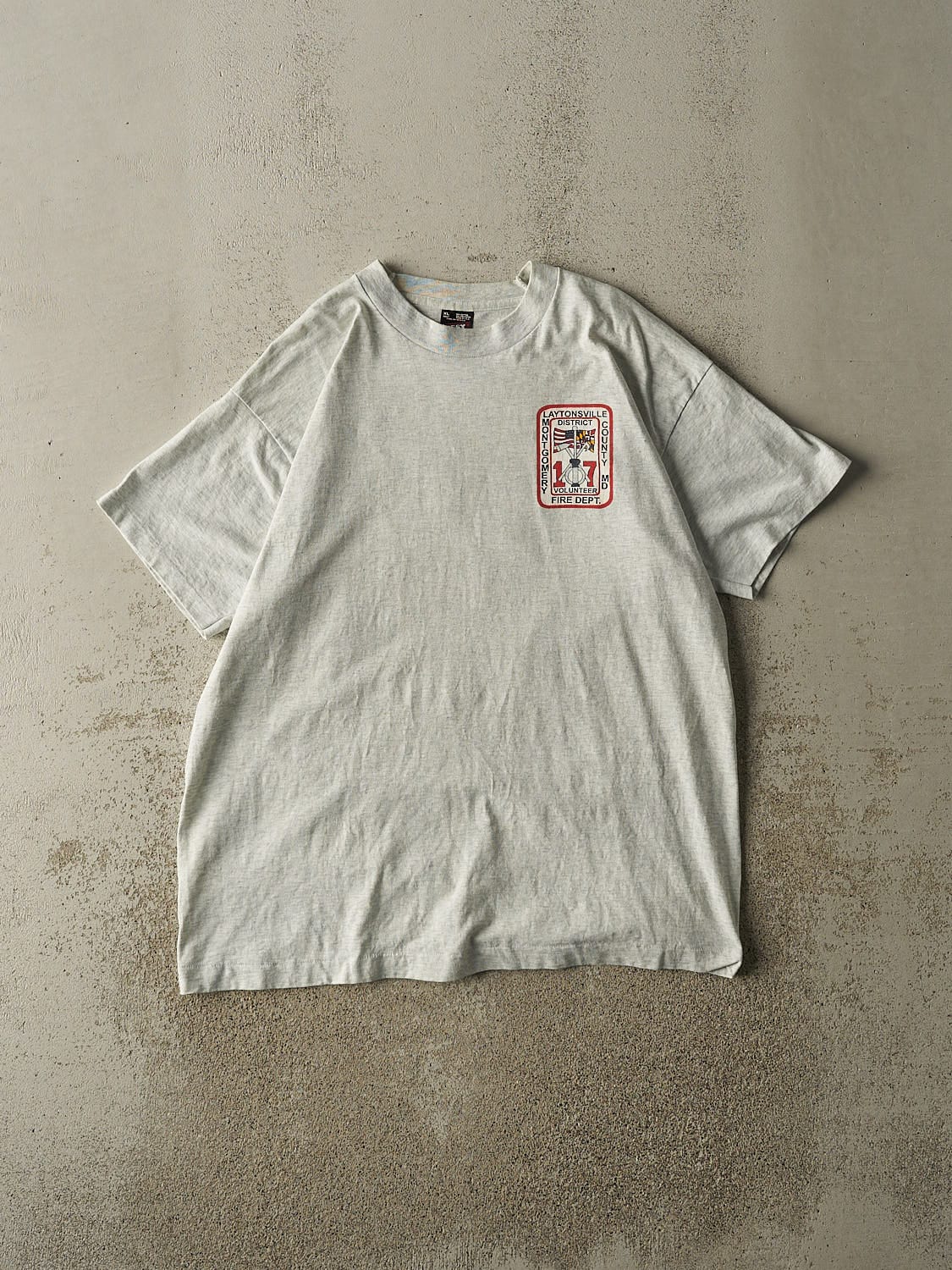 Vintage 95' Heather Grey Laytonsville Fire Department Single Stitch Tee (L/XL)