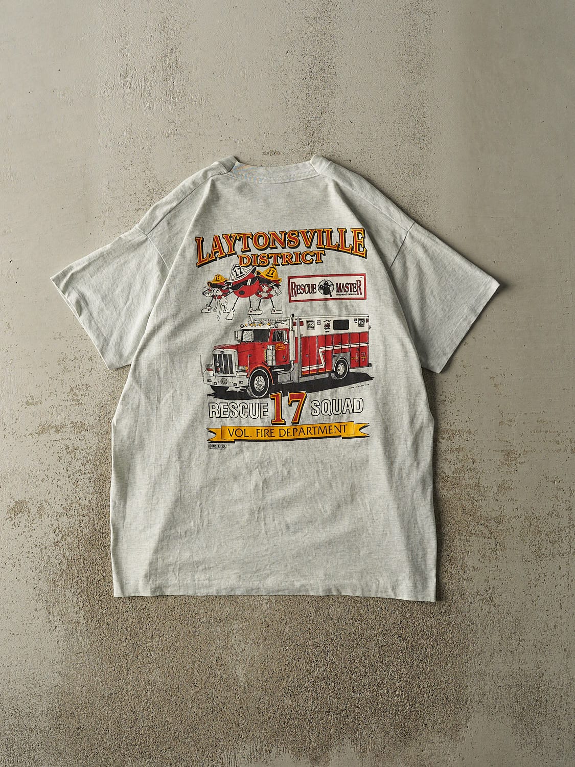 Vintage 95' Heather Grey Laytonsville Fire Department Single Stitch Tee (L/XL)