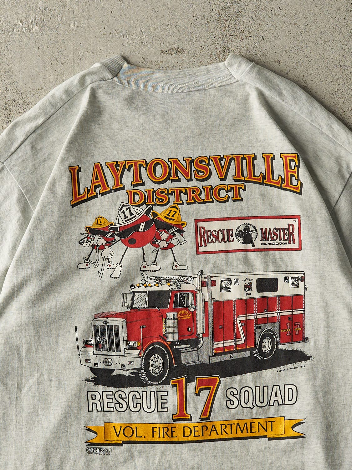 Vintage 95' Heather Grey Laytonsville Fire Department Single Stitch Tee (L/XL)