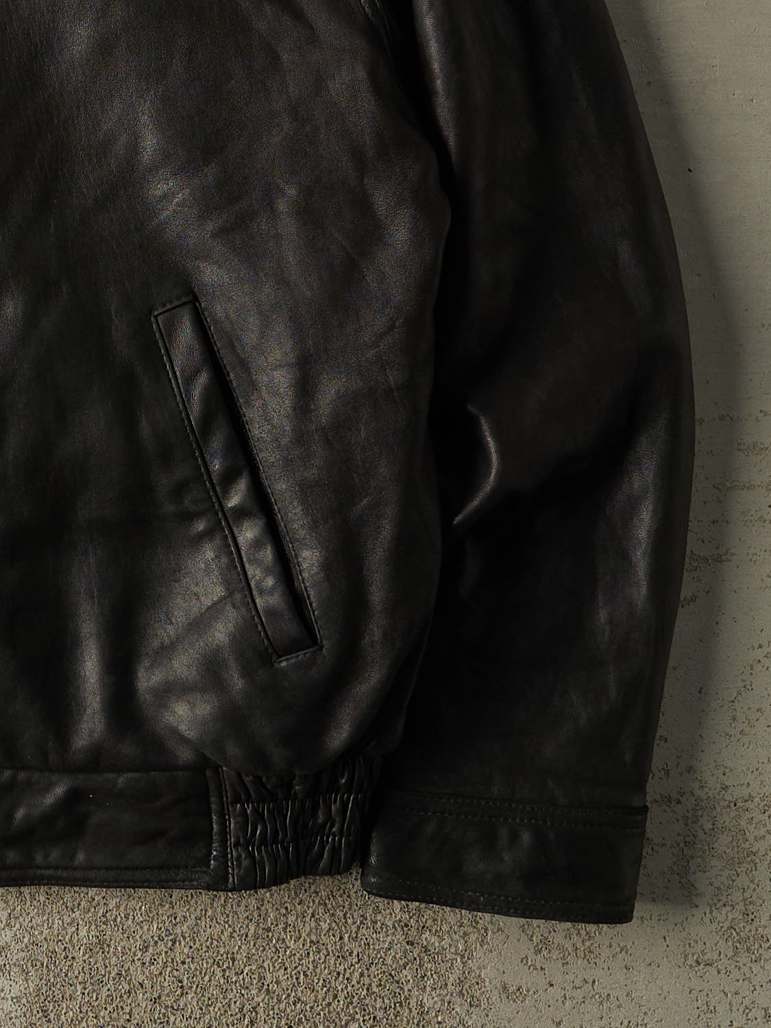 Vintage 90s Black Lambskin Leather Bomber Jacket (M/L)