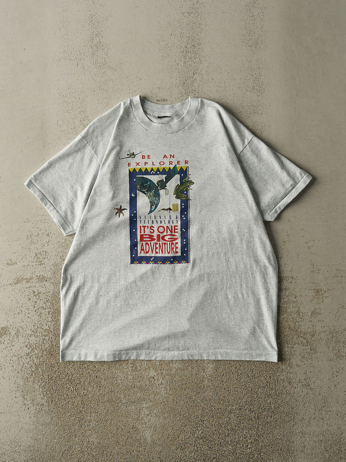 Vintage 90s Heather Grey Science Single Stitch Tee (L/XL)