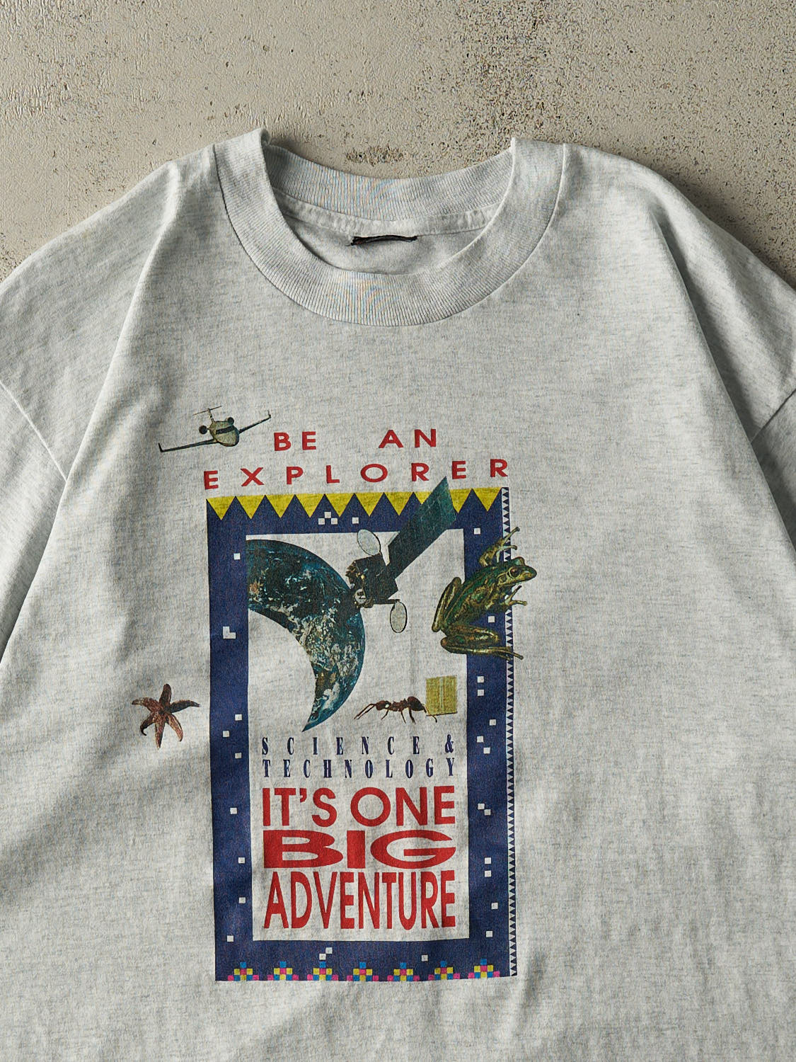 Vintage 90s Heather Grey Science Single Stitch Tee (L/XL)
