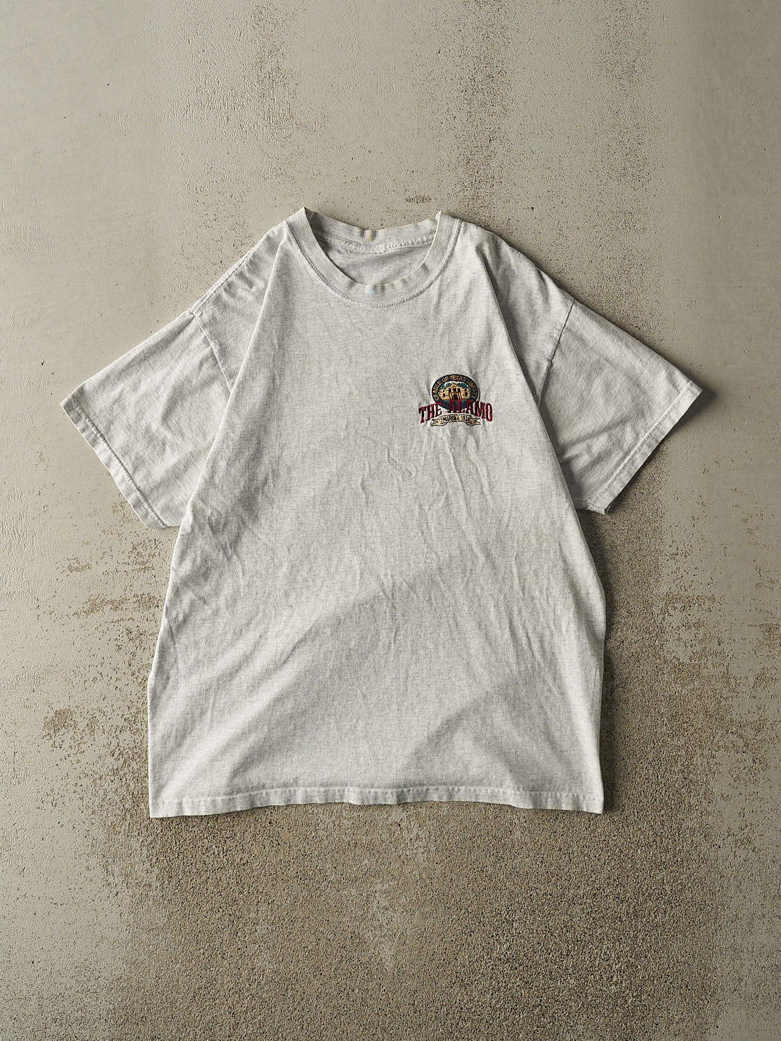 Vintage 90s Heather Grey The Alamo Embroidered Tee (M/L)