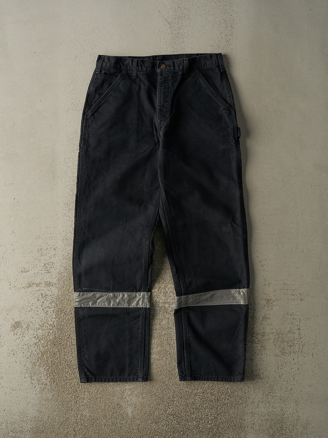 Vintage 90s Faded Black Carhartt Carpenter Flannel Lined Work Pants (33x32.5)