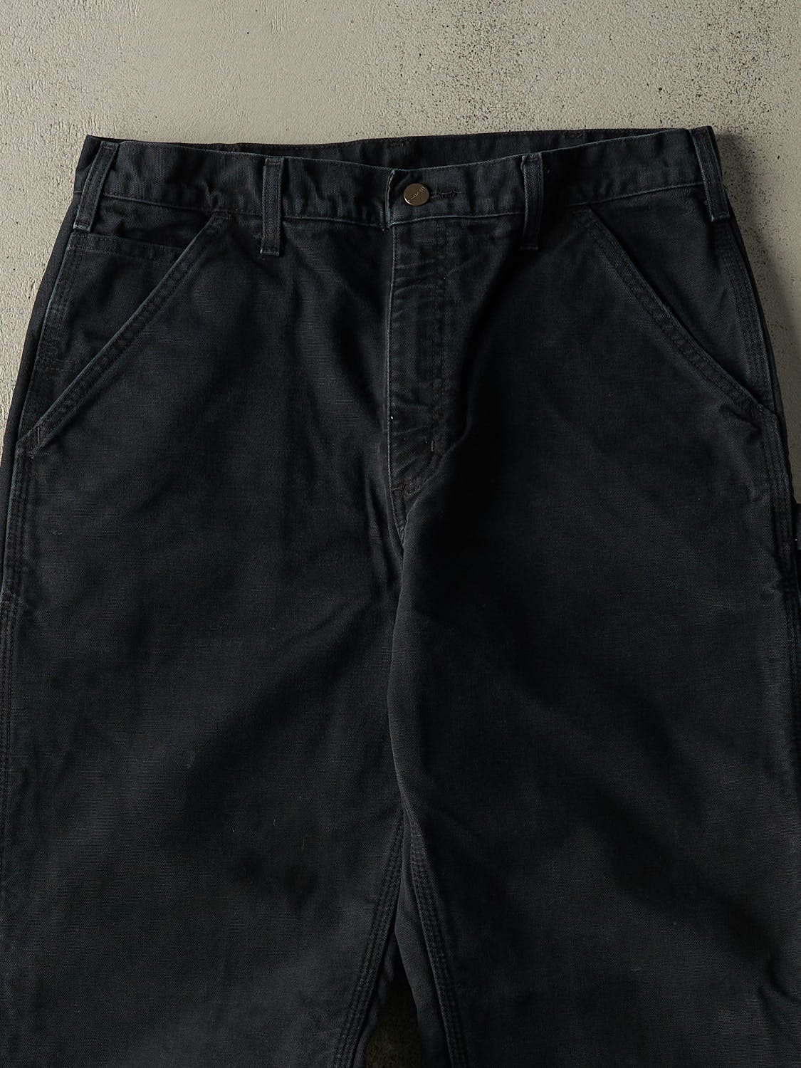 Vintage 90s Faded Black Carhartt Carpenter Flannel Lined Work Pants (33x32.5)
