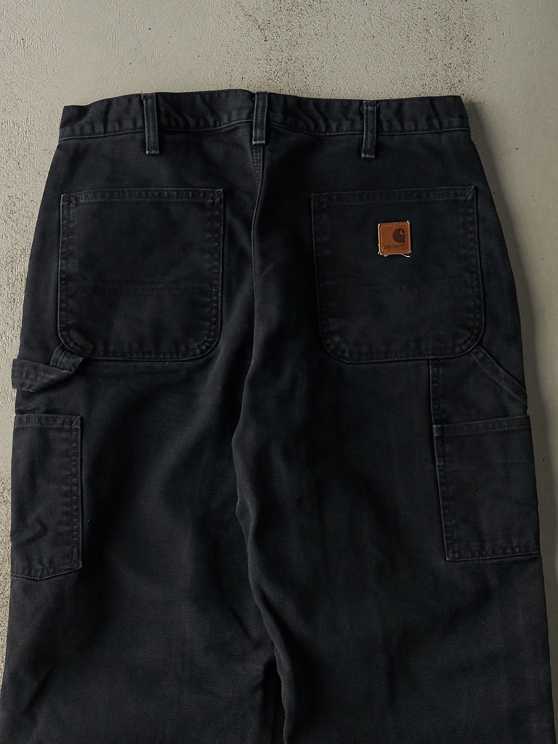 Vintage 90s Faded Black Carhartt Carpenter Flannel Lined Work Pants (33x32.5)