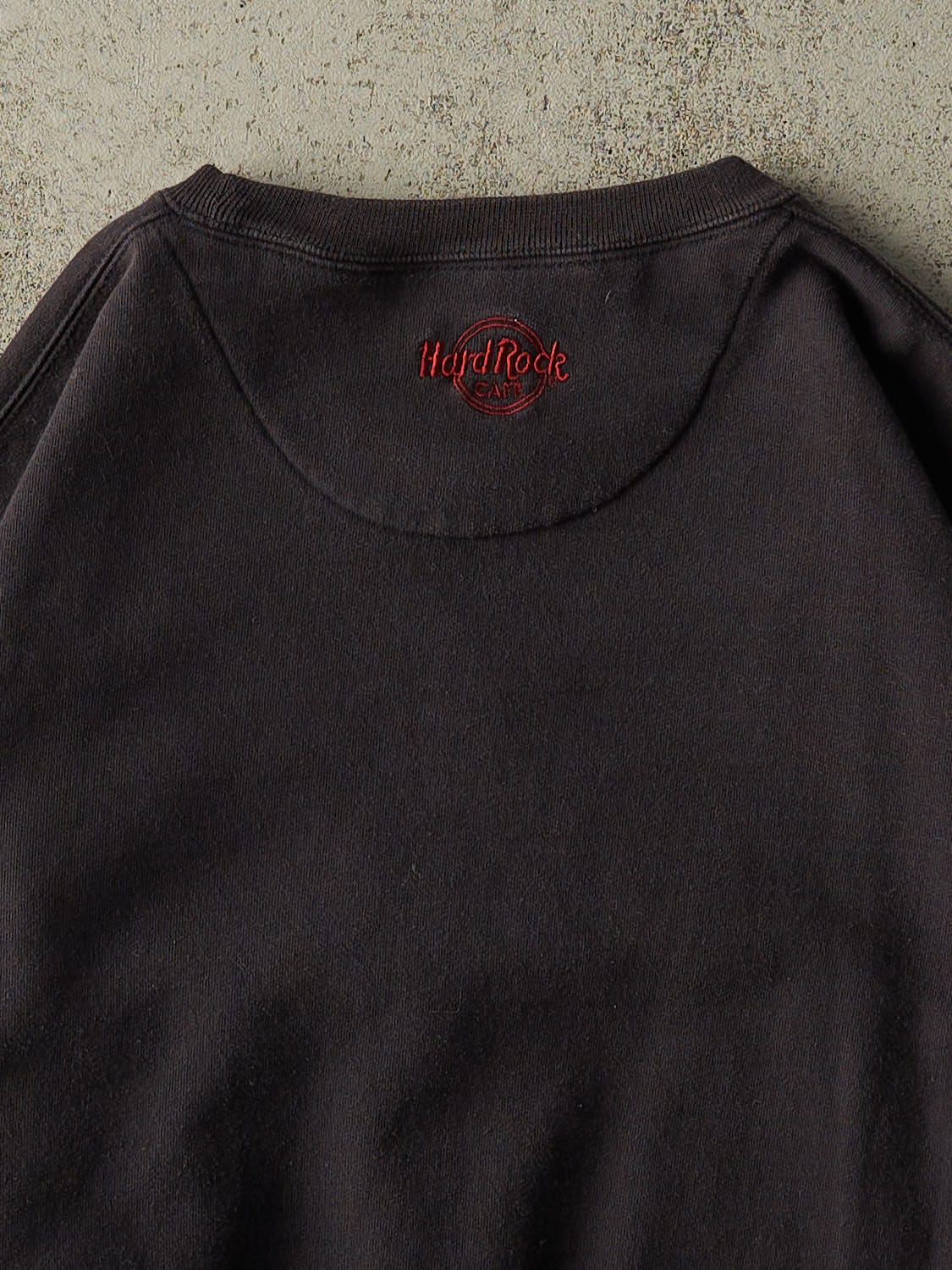 Vintage Y2K Faded Black Hard Rock Cafe Key West Embroidered Crewneck (XL/XXL)