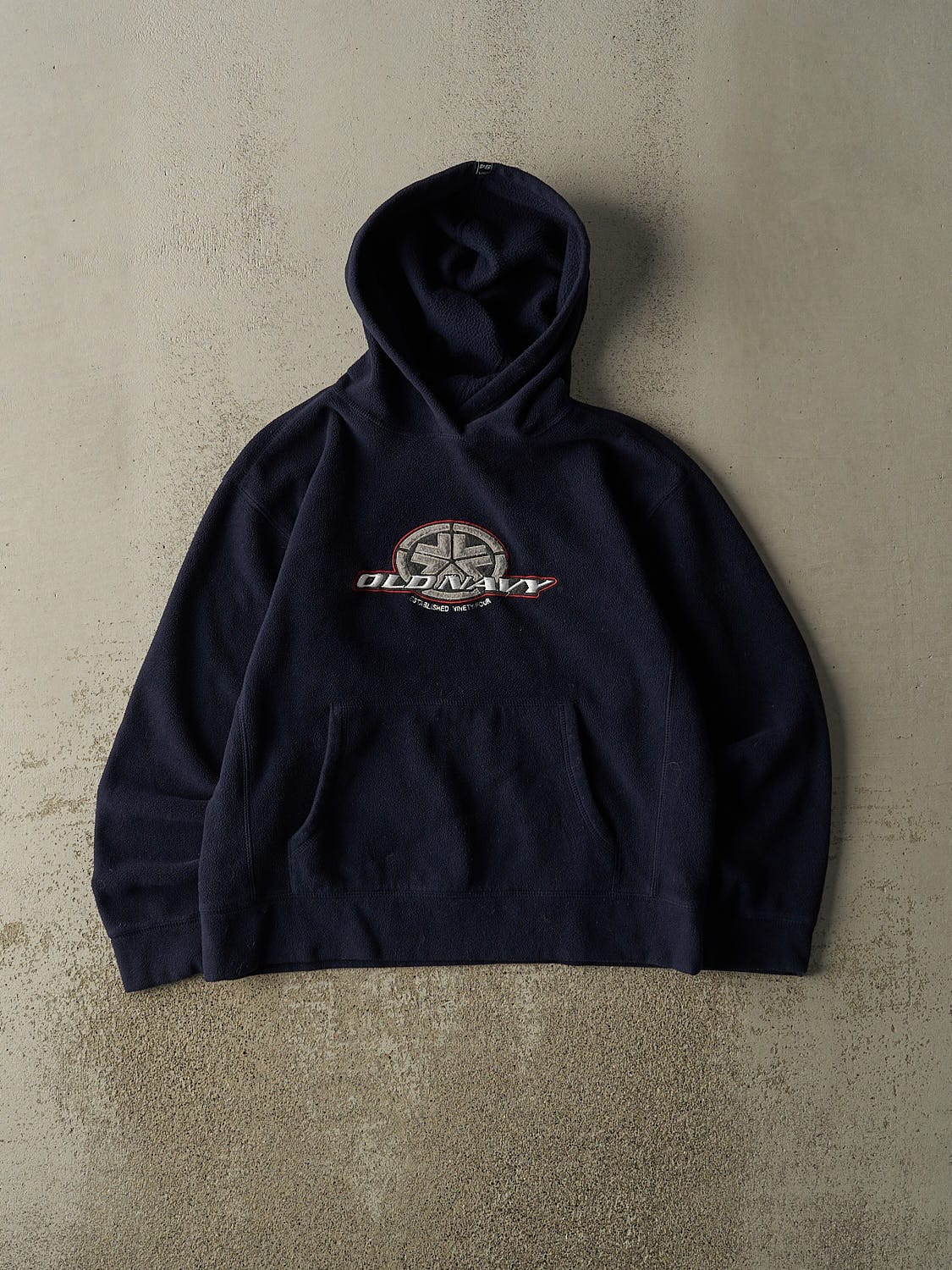 Vintage Y2K Navy Blue Old Navy Embroidered Fleece Hoodie (S/M)
