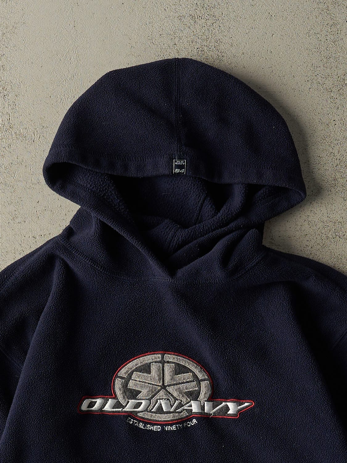 Vintage Y2K Navy Blue Old Navy Embroidered Fleece Hoodie (S/M)