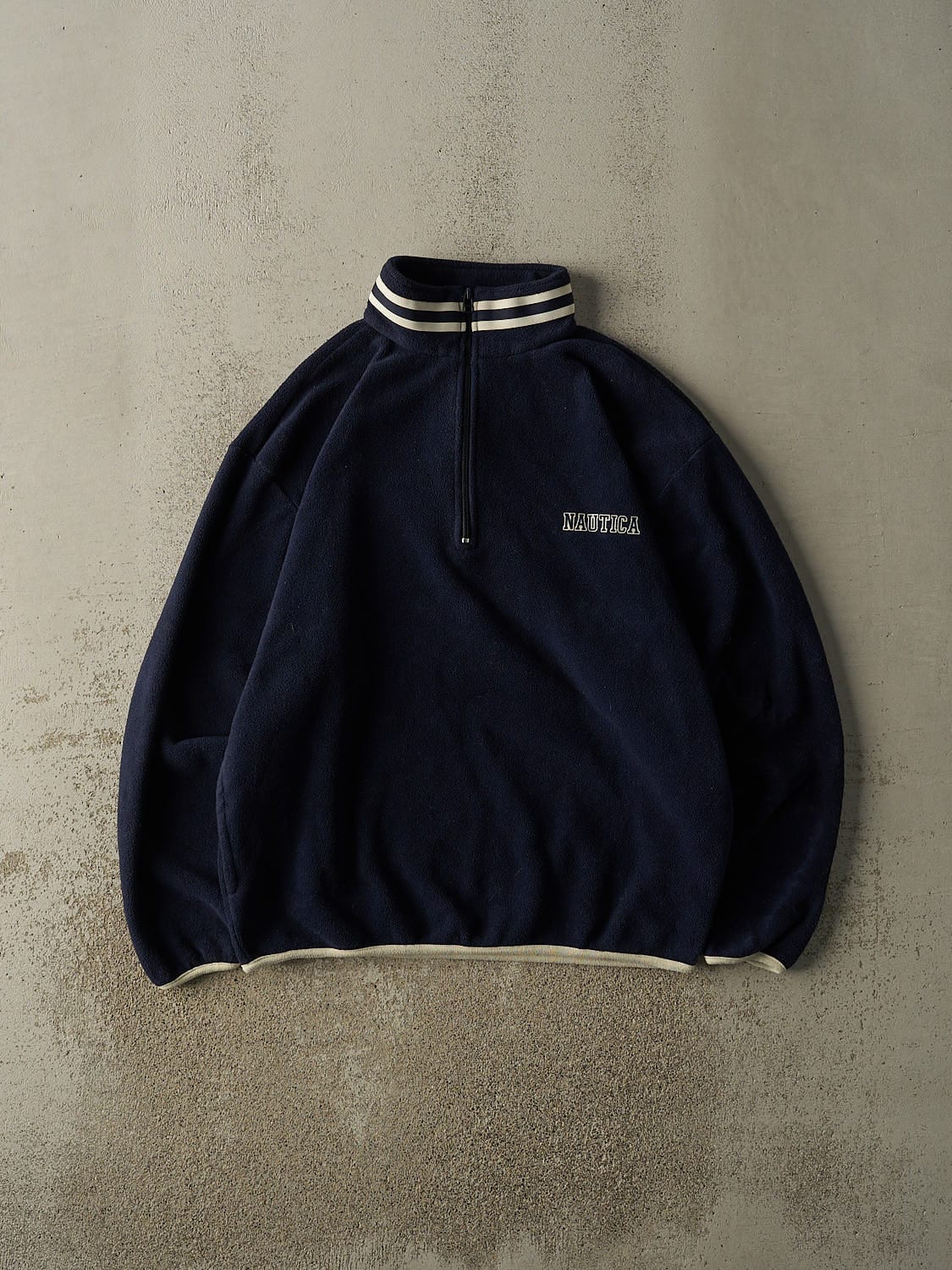 Vintage Y2K Navy Blue Nautica Embroidered Quarter Zip Fleece (L/XL)