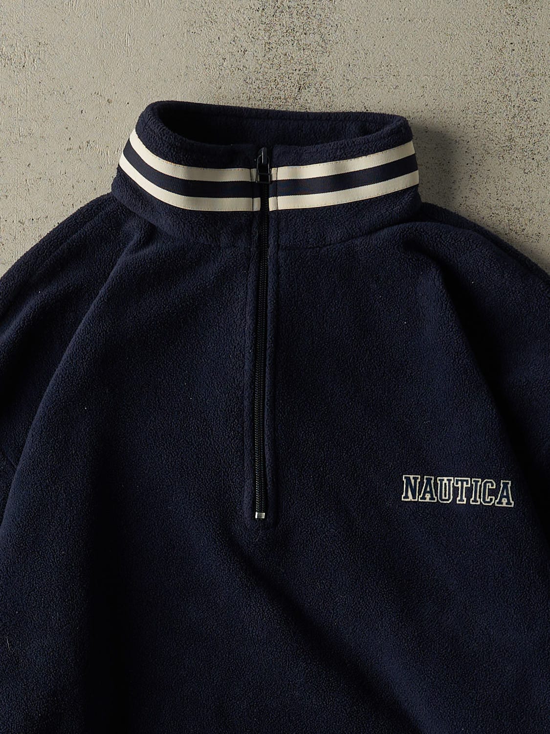 Vintage Y2K Navy Blue Nautica Embroidered Quarter Zip Fleece (L/XL)