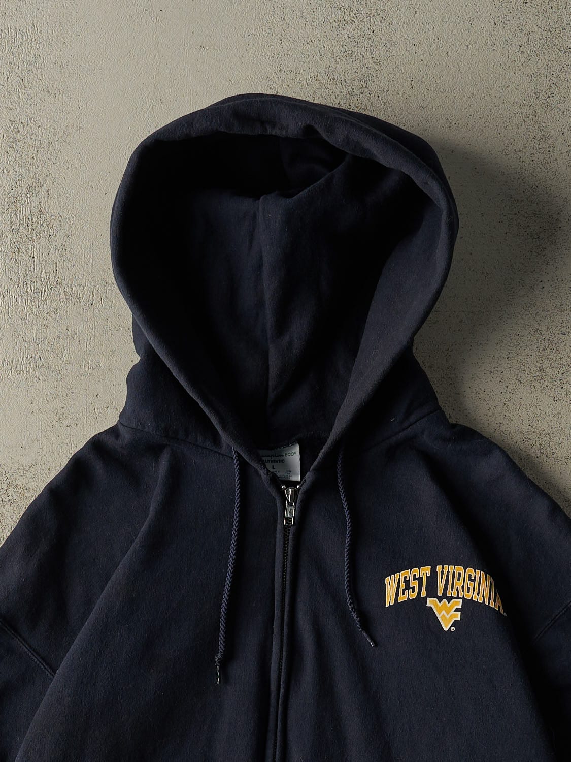 Vintage Y2K Navy Blue Champion West Virginia University Zip Up Hoodie (M/L)