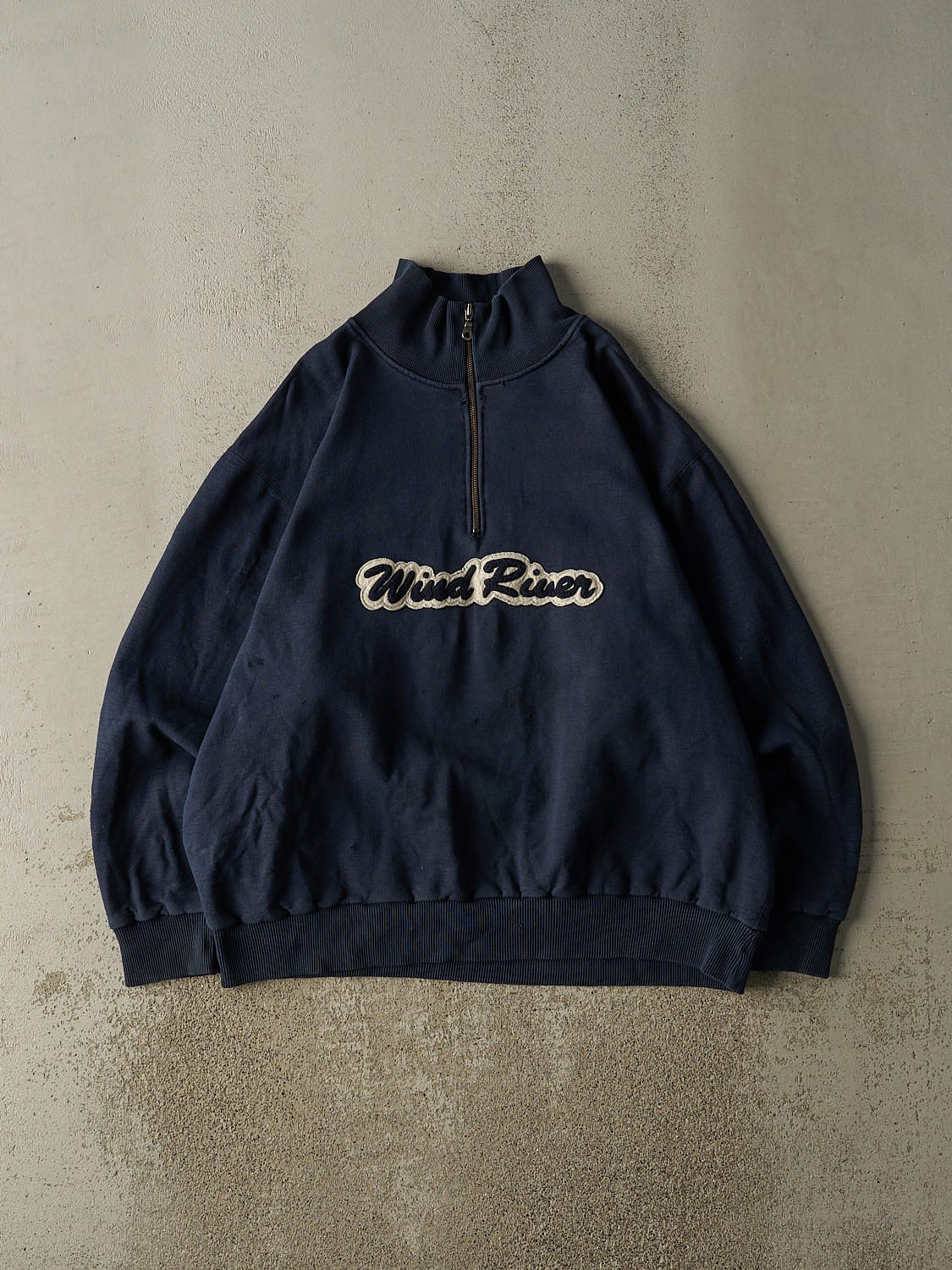 Vintage Y2K Navy Blue Wind River Embroidered Quarter Zip (XL/XXL)