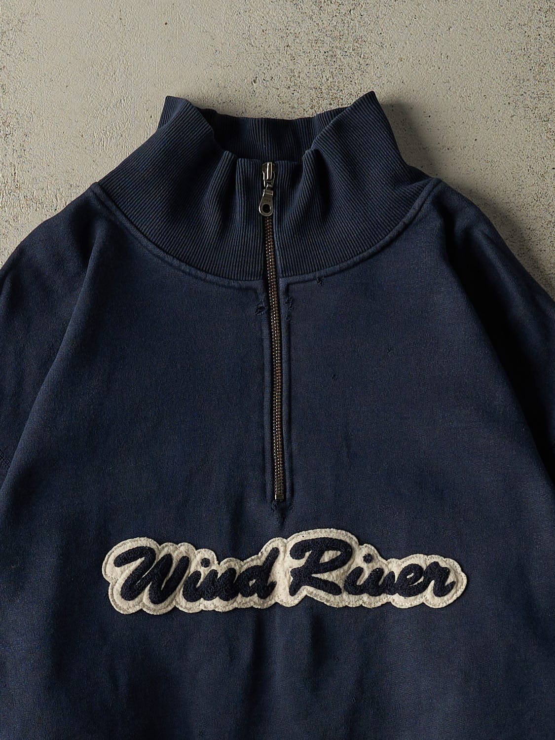 Vintage Y2K Navy Blue Wind River Embroidered Quarter Zip (XL/XXL)
