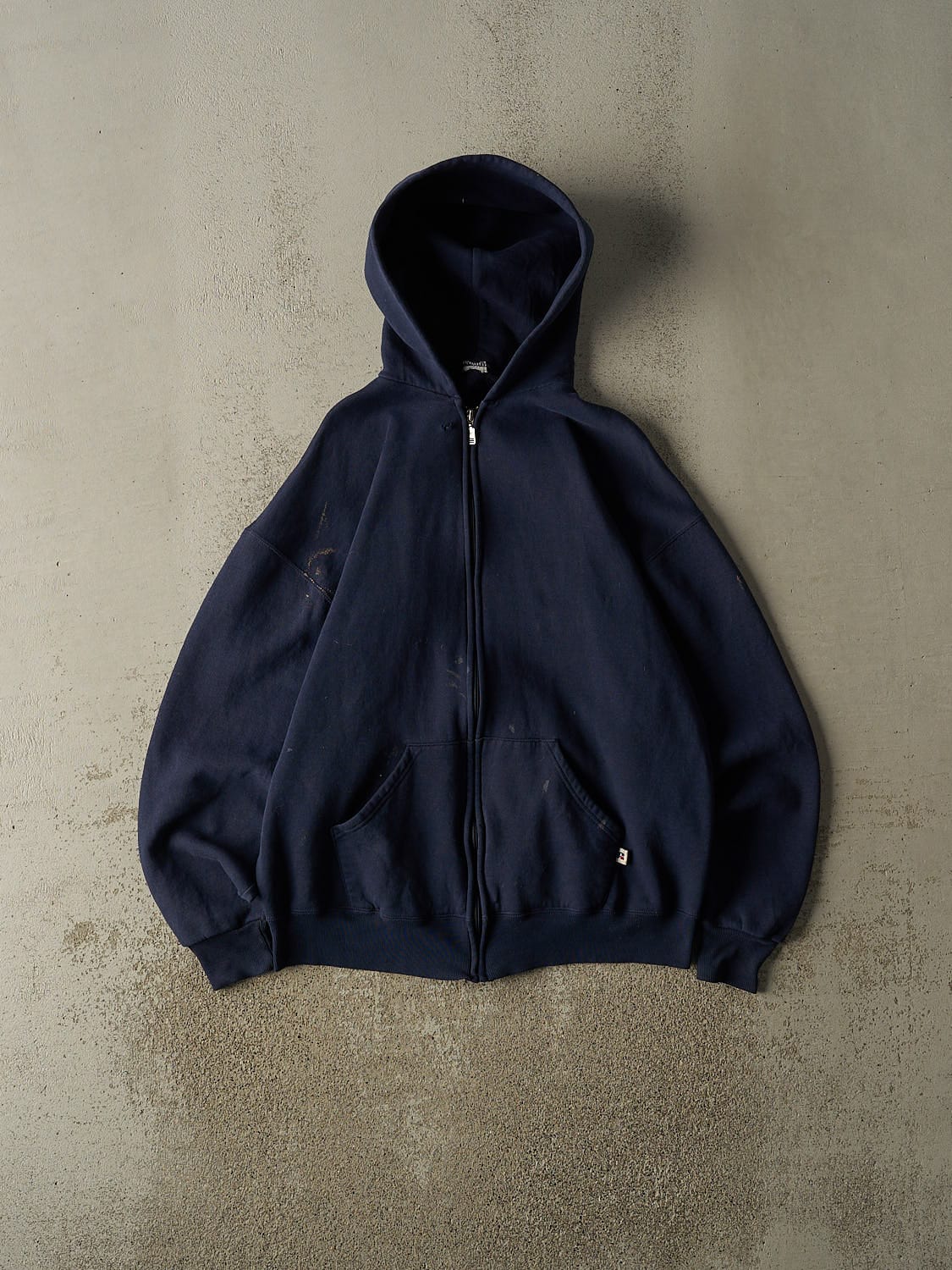 Vintage 90s Navy Blue Russell Athletic Zip Up Hoodie (M/L)