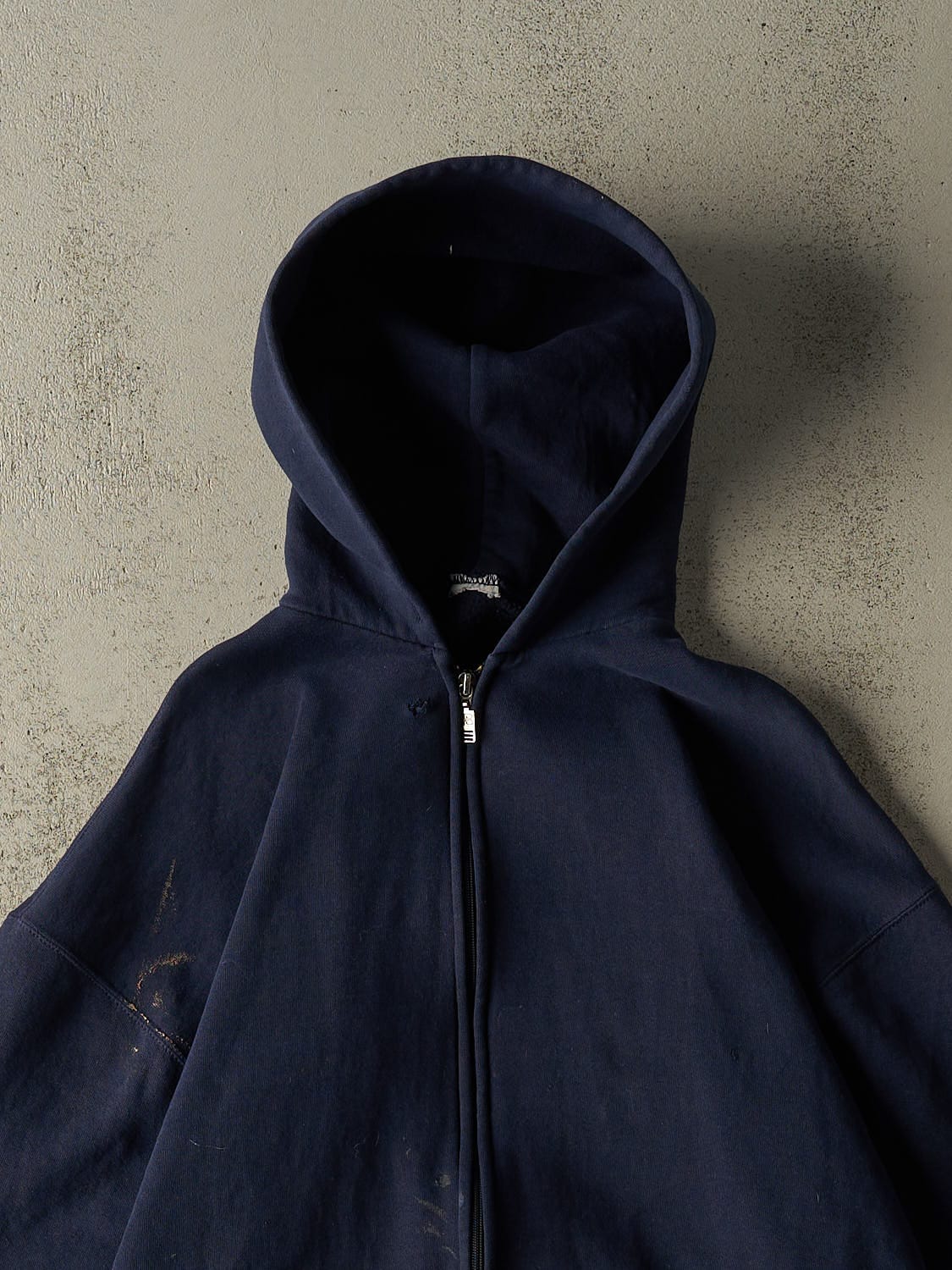 Vintage 90s Navy Blue Russell Athletic Zip Up Hoodie (M/L)