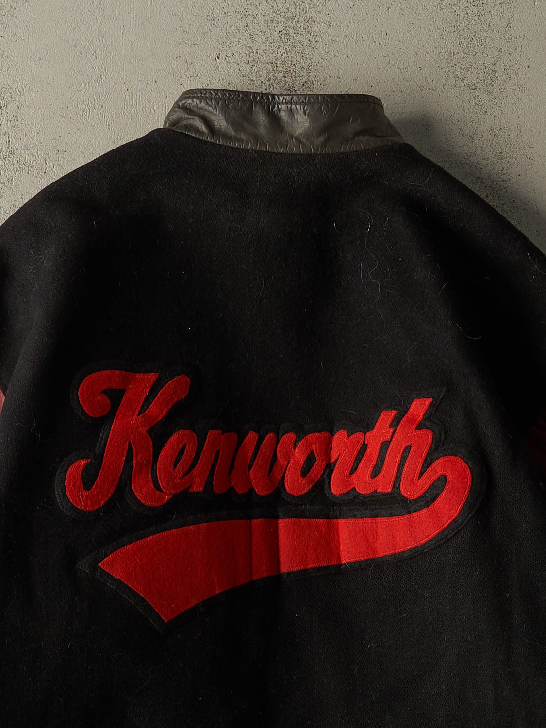 Vintage 90s Black Kenworth Embroidered Varsity Jacket (XL)